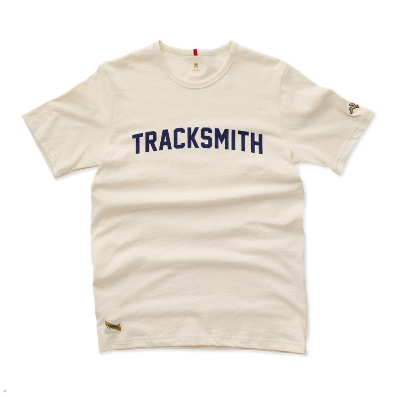 White Navy Tracksmith Grayboy Men\'s Tee Australia | GCRW-34128