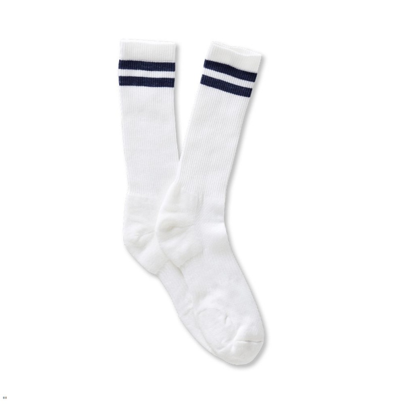 White Navy Tracksmith Merino Tube Sock Australia | IEFT-15426