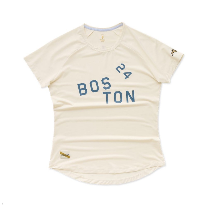 White Tracksmith Boston Women\'s Tee Australia | XQPV-91285