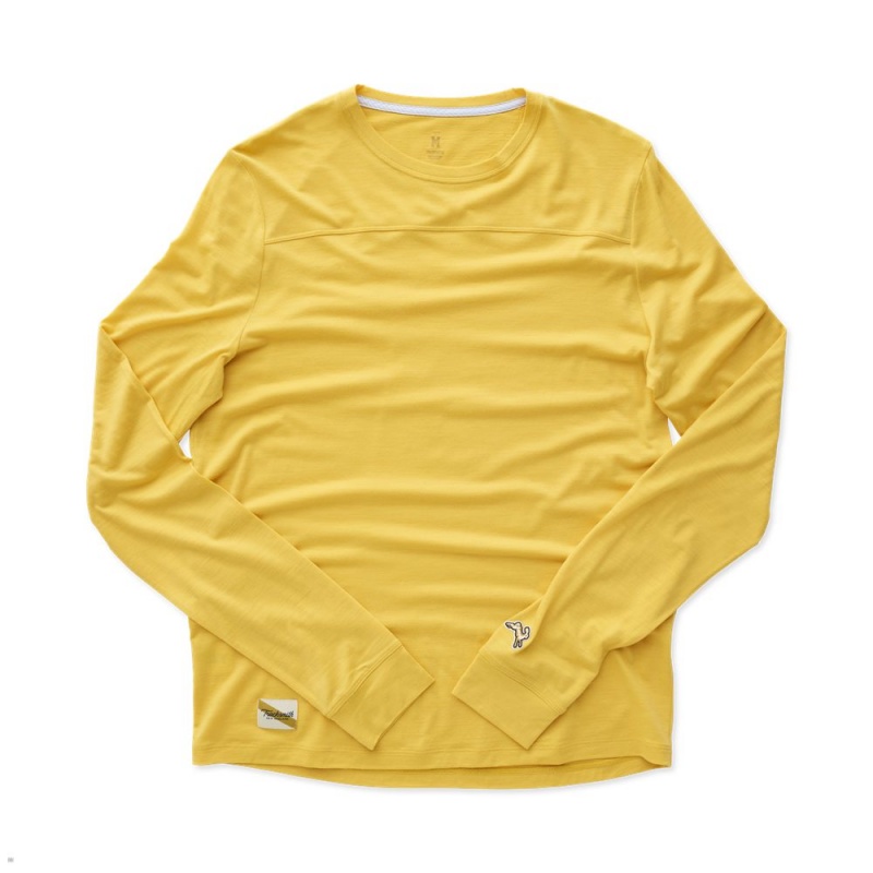 Yellow Tracksmith Harrier Long Sleeve Men\'s Shirts Australia | MIOW-03291