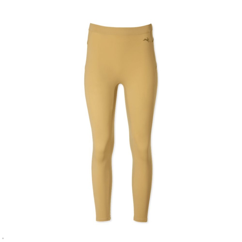 Yellow Tracksmith Turnover Crop Women\'s Tights Australia | ZQNY-56973